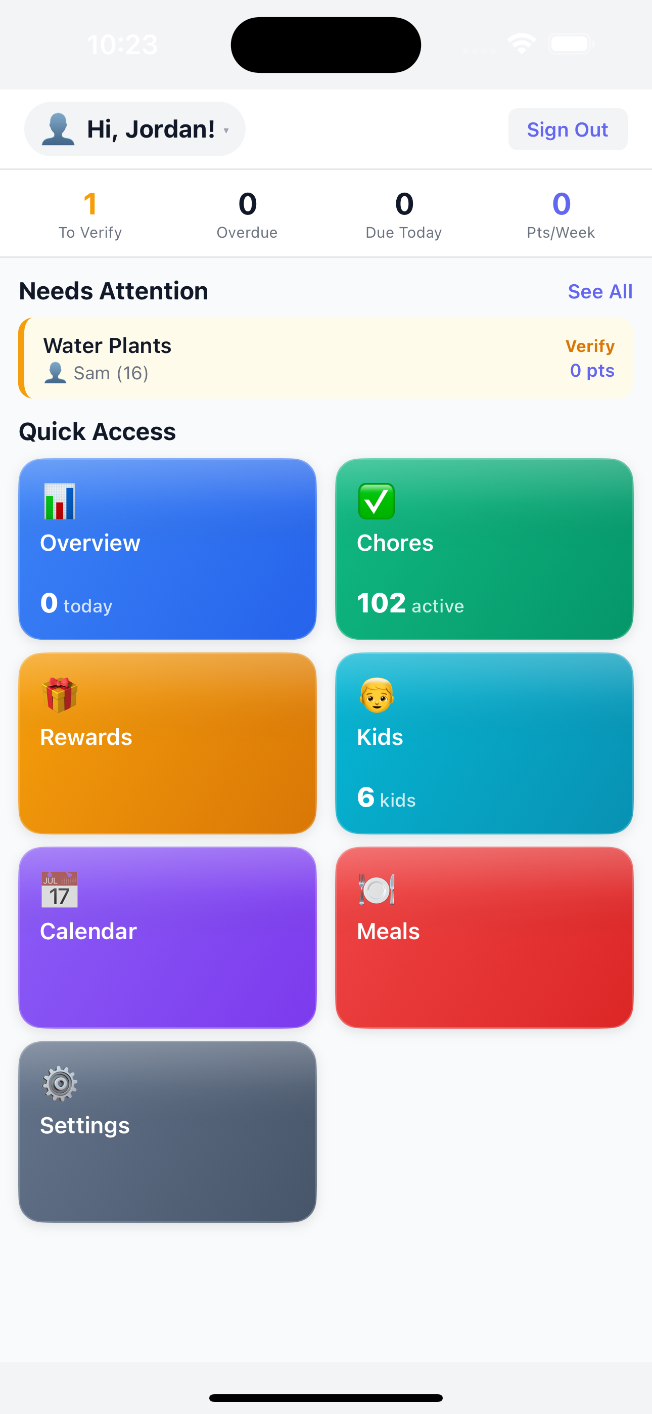 HousePoints mobile app parent view